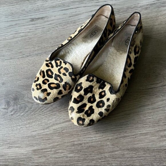 UGG Women's Alloway Leopard Print Slipper Size 7 Soft Lining Slip Ons - Picture 3 of 10